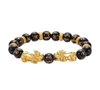 Braccialetti con perline dorate da donna, grandi braccialetti con perline in lega Pixiu religioso Buddha perline unisex braccialetti con perline regali di compleanno per le donne, 17cmx10mm, Cristallo