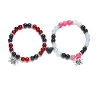 Braccialetti con ragno abbinati a coppia, amicizia, relazione, distanza, braccialetti con perline di pietra energetica, braccialetti elastici rosa, braccialetti elastici regolabili per desiderio