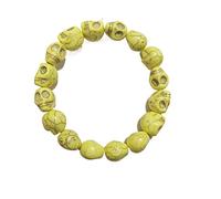 Braccialetti con teschio colorato con perline a forma di teschio punk delicato gotico con ciondolo a testa di osso in pietra di semi elastici braccialetti tibetani per preghiera mala braccialetto per