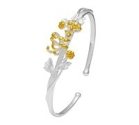 Braccialetti da braccialetto alla moda, braccialet Bracciale in argento sterling 925 for donna, stile cinese, con dodici dei fiori, bracciale vintage dorato aperto, regalo di compleanno(September Chry
