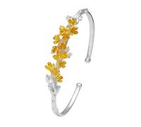 Braccialetti da braccialetto alla moda, braccialet Bracciale in argento sterling 925 for donna, stile cinese, con dodici dei fiori, bracciale vintage dorato aperto, regalo di compleanno(August Osmanth