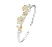 Braccialetti da braccialetto alla moda, braccialet Bracciale in argento sterling 925 for donna, stile cinese, con dodici dei fiori, bracciale vintage dorato aperto, regalo di compleanno(July Hollyhock