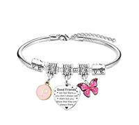 Braccialetti da donna con ciondolo a forma di lettera A-Z, per ragazze, regalo dell'amicizia, per migliore amica, per migliore amica, per migliore amica, regalo di compleanno, Misura unica, Acciaio