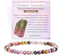 Braccialetti da donna con perline in tormalina arcobaleno, realizzati a mano, con perline da 4 mm, con pietre naturali e cristalli chakra, idea regalo