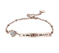 Braccialetti da donna in acciaio inossidabile, con scritta in inglese "Not Sisters By Blood But Sisters By Heart", gioielli per migliori amici, regalo dell'amicizia con lucchetto, orecchini, Oro rosa,