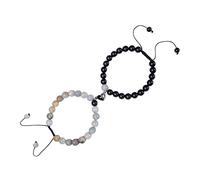 Braccialetti da donna sexy, alla moda braccialetti con perline bianche e nere cuore magnetico perline braccialetto coppia braccialetto unisex perline braccialetti regali per mamma, 16.7cmx8mm,