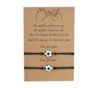 Braccialetti da polso a forma di calcio, per coppie, per 2 pezzi, adatti per lui e per lei, per amicizia, relazioni, amici, in pelle, incisione