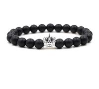 Braccialetti da uomo, bracciale da uomo, vintage, bianco, acciaio inossidabile, castello di pietra di onice, bracciali con perle, gioielli da uomo, unisex