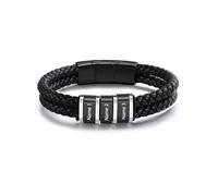 Braccialetti da uomo personalizzati con nome, braccialetto in pelle intrecciata con 1-5 nomi incisi, regalo personalizzato per uomini, papà, festa del papà, San Valentino, Misura unica, Acciaio