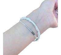 Braccialetti d'argento Braccialetti 'amicizia | Polsino aperto con perline Ornamento Gioielli da donna Regalo di laurea Moglie Figlia Ufficio Cerimonia Serata Viaggio Celebrazione formale Complean