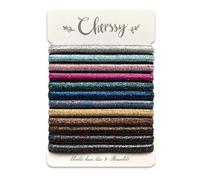 Braccialetti decorativi per capelli glitterati, 12 elastici per capelli carini e braccialetti colorati per donne, elastici per capelli scintillanti per coda di cavallo, elastici in gomma
