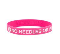 Braccialetti di allerta medica "No Needles or BP in This Arm" - Braccialetto medico in silicone per linfedema, mastectomia o dialisi pazienti - Diverse misure, Large 20cm, Silicone