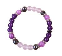 Braccialetti di ametista naturale, bracciali elastici, braccialetti con perline a mano, la ricchezza aiuta la fortuna, regali di lusso leggeri per il compleanno del tuo uomo, regali di gioielli per le