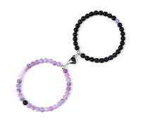 Braccialetti Di Cristallo 2 pezzi/set braccialetti con ciondolo magnetico a forma di cuore romantico 6 8MM braccialetti in pietra stagionata coppia di gioielli fatti a mano Strench(6mmstyle 21)