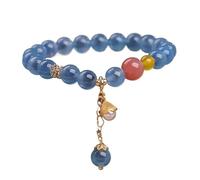 Braccialetti di cristallo di agata blu naturale con ciondolo a forma di sacchetto di denaro, perline e gioielli.(Blue-2)