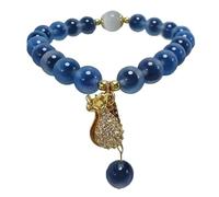 Braccialetti di cristallo di agata blu naturale con ciondolo a forma di sacchetto di denaro, perline e gioielli.(Blue-1)