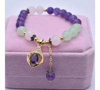 Braccialetti di giada e ametista naturali, ciondolo a goccia d'acqua, bracciale di perline, gioielli for feste