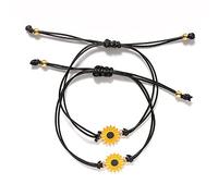 Braccialetti di Girasole alla Moda per Uomo Donna Intrecciati a Mano con Corda Nera Charm Amicizia Wish Card Surf Bangle Jewelry Gift Nice And Clever