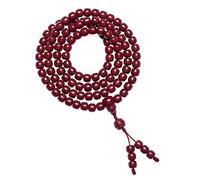 Braccialetti di grani, Collana con rosario in cinabro naturale 108, bracciale multi-anello, mala a forma di barilotto Buddha for canti meditazione(Red)