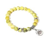 Braccialetti di loto per donne e uomini, braccialetto con 7 chakra, pietra naturale, ciondolo a forma di farfalla arcobaleno, fatto a mano, howlite gialla, 21 cm