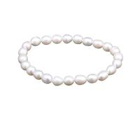 Braccialetti di perle naturali d'acqua dolce bianche/grigie, gioielli da donna alla moda, 7-8 mm(White)