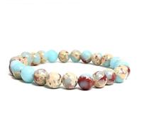 Braccialetti di perline con pietre preziose naturali da 8 mm, bracciale dell'amicizia pietra portafortuna in quarzo turchese bianco(19cm,Y)