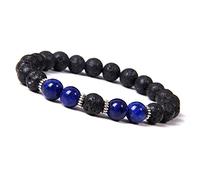 Braccialetti di perline di gioielli in perline, braccialetti di perline Lapis naturale lavuli perle di pietra di lava nera braccialetti elastici bracciali di cristallo in cristallo gioielli di