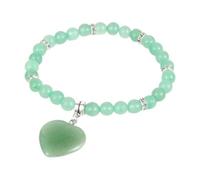 Braccialetti di perline di gioielli in perline, perle di pietra di avventurine verde naturale Bracciale in perline, braccialetti a sospensione del cuore verde, bracciale elastico Bracciale Crystal