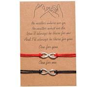 Braccialetti di promessa di 2 pezzi Braccialetto di corrispondenza di distanza di coppia di amicizia Regalo per la migliore amica Teen Girl per sempre (rosso nero) Design attraente