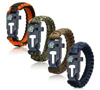 Braccialetti di sopravvivenza, confezione da 4, set di braccialetti 5 in 1 in paracord con accendifuoco, bussola e fischietto, attrezzatura di emergenza all'aperto per campeggio, escursionismo