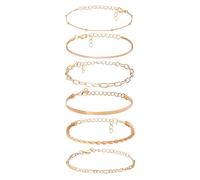 Braccialetti d'oro da donna, set di gioielli in oro impilabili per donne accessori alla moda, regolabili delicati impilabili graffette perline corda link bracciale bracciale regali, One Size, Metallo