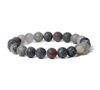 Braccialetti Elastici con Perline In Pietra Naturale per Uomo, Bracciale Regolabile con Pietra Del Sangue Africana Nera e Grigia, Perline da 8mm, Braccialetti Alla Moda Fatti a Mano, Regali per Uomo