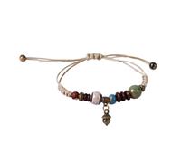 Braccialetti etnici alla moda con perline in ceramica fatti a mano corde tessute squisite e accattivanti decorazione da polso gioielli etnici, Misura unica, come descritto