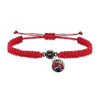 Braccialetti fotografici personalizzati variopinti Braccialetti fotografici personalizzati di proiezione di immagini 100 lingue I Love You Circle Braccialetto Regali intrecciato Corda (B-Rosso)
