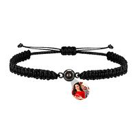 Braccialetti fotografici personalizzati variopinti Braccialetti fotografici personalizzati di proiezione di immagini 100 lingue I Love You Circle Braccialetto Regali intrecciato Corda (B-Nero)