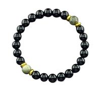 Braccialetti gialli naturali for uomo e donna, perline, pietre preziose, gioielli, braccialetti elastici fatti a mano for guadagnare ricchezza denaro(17cm(6.69inch),8 MM BEADS_Q)