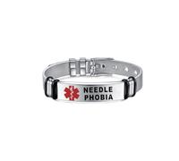 Braccialetti identificativi per allerta medica, in acciaio inossidabile argento, regolabili per diabete, epilessia, anticoagulanti, One Size, Non pietra preziosa