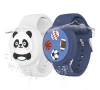 Braccialetti impermeabili per bambini (2 pezzi), in morbido silicone nascosto, leggero, per localizzatore GPS, compatibile con Apple Airtag Band per bambini (bianco/blu scuro)