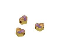 Braccialetti in argento sterling a forma di cuore con rose a forma di goccia di olio, perline di trasferimento placcate in oro, rosette a forma