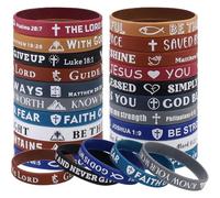 Braccialetti In Gomma Bibbia, 20 Braccialetti In Silicone con Versi Biblici, Elastici d'ispirazione Religiosi di Gomma per Scuola Insegnante Squadra Festa Natale Pasqua