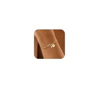 Braccialetti in oro con pietra portafortuna iniziale per le donne alla moda placcato oro 14 carati lettera A-Z braccialetto con ciondolo iniziale cravatta il nodo d'amore braccialetto regolabile