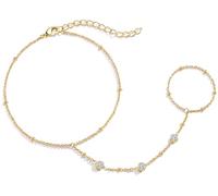 Braccialetti in oro da donna, set di braccialetti delicati da donna alla moda, braccialetti dorati impilati con perline, cubani, graffette, cuore, serpente, corda, perle, croce, catena per mano