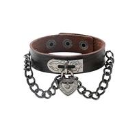 Braccialetti In Pelle Gotici Da Uomo per Donna Ciondoli Gotici A Forma Di Cuore Braccialetti Regolabili Bracciali Larghi In Pelle Punk Bracciale Rock Biker Gioielli Unisex per Halloween Regali