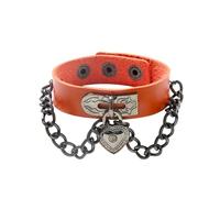 Braccialetti In Pelle Gotici Da Uomo per Donna Ciondoli Gotici A Forma Di Cuore Braccialetti Regolabili Bracciali Larghi In Pelle Punk Bracciale Rock Biker Gioielli Unisex per Halloween Regali