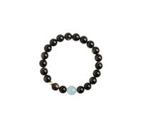 Braccialetti in perline di cristallo per donne uomini, bracciali acquamarina ossidiana neri per meditazione alleviare le emozioni dell'equilibrio dello stress, pietre naturali bracciale allungata