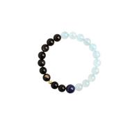 Braccialetti in perline di cristallo per donne uomini, bracciali acquamarina ossidiana neri per meditazione alleviare le emozioni dell'equilibrio dello stress, pietre naturali bracciale allungata