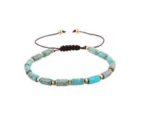 Braccialetti in perline di gioielli con perline, braccialetti intrecciati intrecciati per perle di pietra cilindriche blu naturale per perle di pietra cilindriche perle di pietra marrone regolabile