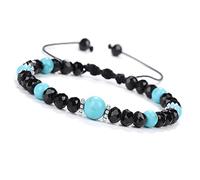 Braccialetti in perline di gioielli di fascino, braccialetti intrecciati naturale blu turchese nero sfaccettato perline di cristallo sfaccettato braccialetti regolabili bracciali di cristallo di moda