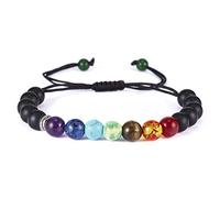 Braccialetti in pietra naturale 7 Chakra Eye Bracciale 8 mm pietra lavica perline braccialetto elastico Pulsera donna gioielli design intelligente