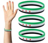 Braccialetti in silicone per uomo donna, braccialetti in silicone flessibili 3 pezzi, con bandiera siriana per sportivi per attività all'aperto